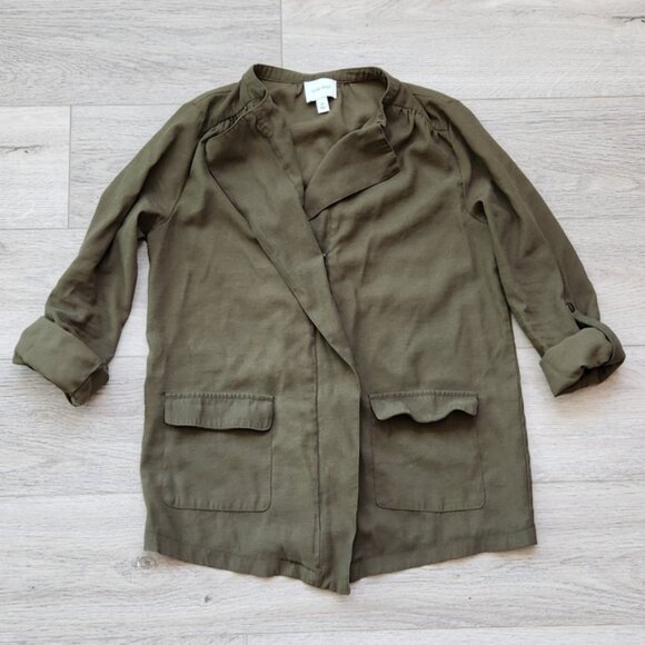 Nine West Green Womens Medium Lightweight Utility Jacket Zipper Long Sleeves - Picture 1 of 12